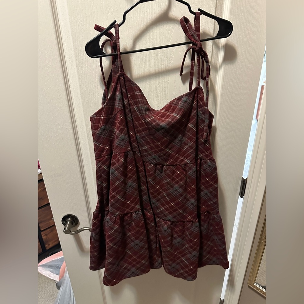 Women’s Plaid Tie-Shoulder Dress